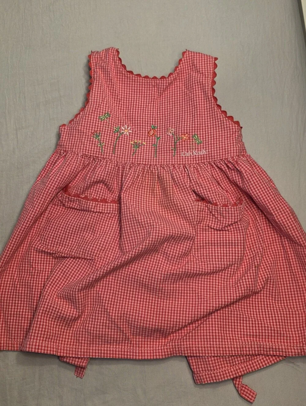 1990s Vtg OshKosh Gingham Red Dress